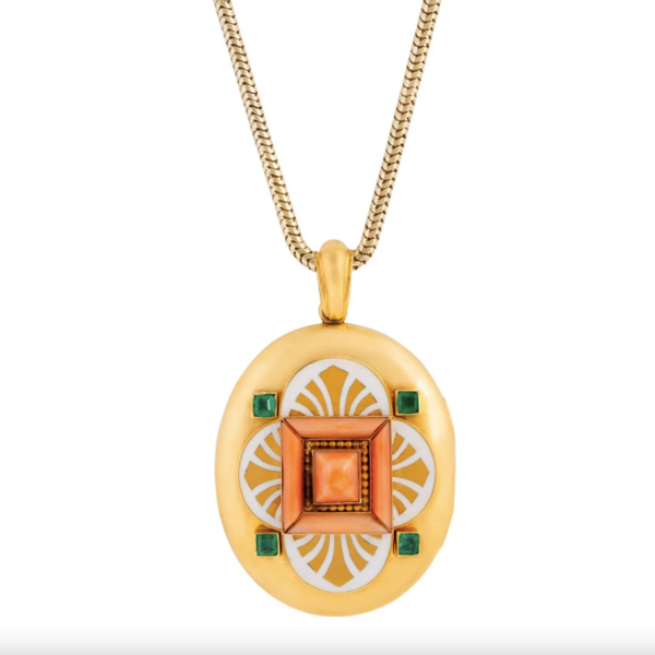 Fox-Bond-Victorian-coral-emerald-enamel-and-18k-gold-locket