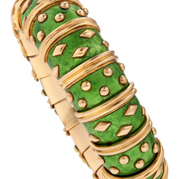 Tiffany-Co.-Jean-Schlumberger-Enamel-and-Gold-Dot-Lozenge-Bangle-Bracelet