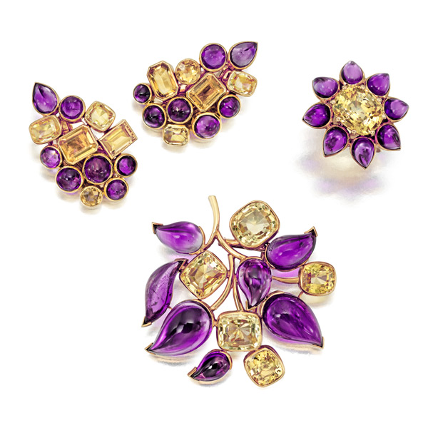 Suzanne-Belperron-A-Suite-of-Amethyst-Colored-Sapphire-Citrine-and-Gold-Jewelry-1951