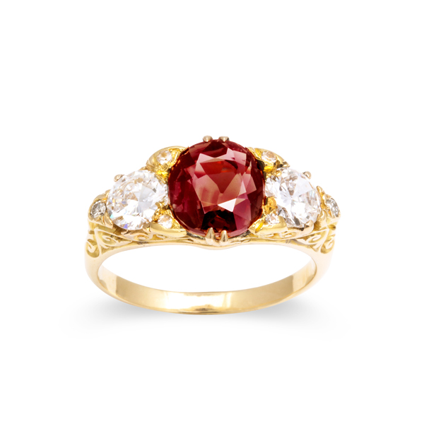 Three-stone-ring-red