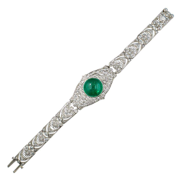 Edwardian-diamond-and-emerald-bracelet