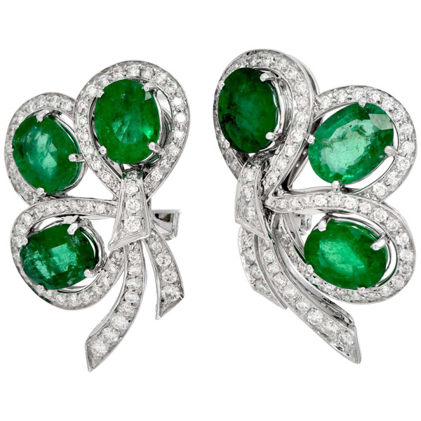 Diamond-and-emerald-earrings